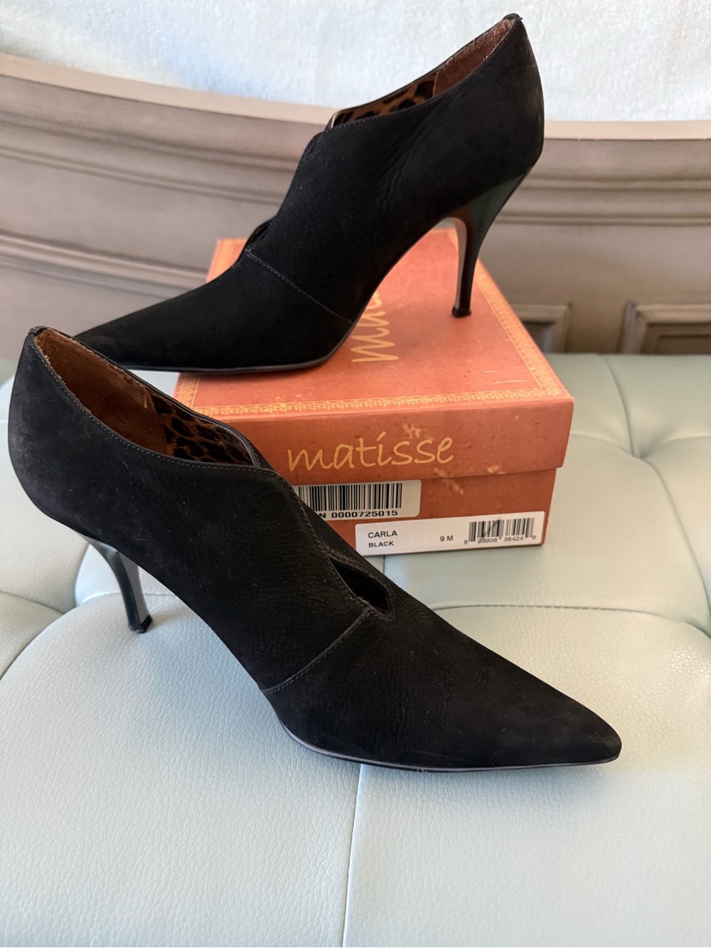 Matisse Black Suede Pointed-Toe Stiletto Booties - 9M